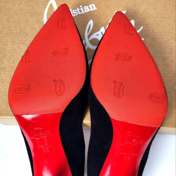 Christian Louboutin Zappa 100 Suede Specchio Heels Spike Black Gold Size 36 - Picture 13 of 14